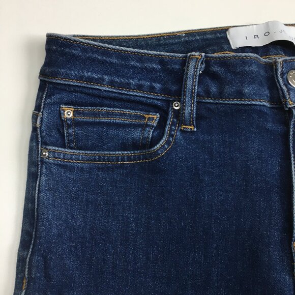 IRO Jarod Medium Wash Step Fray Hem 5 Pocket Logo Hardware Jeans - Picture 5 of 12